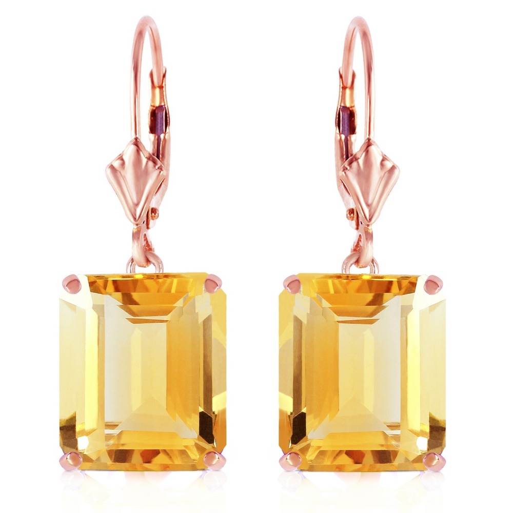 14K. SOLID GOLD LEVER BACK EARRING WITH CITRINES - Picture 3 of 6